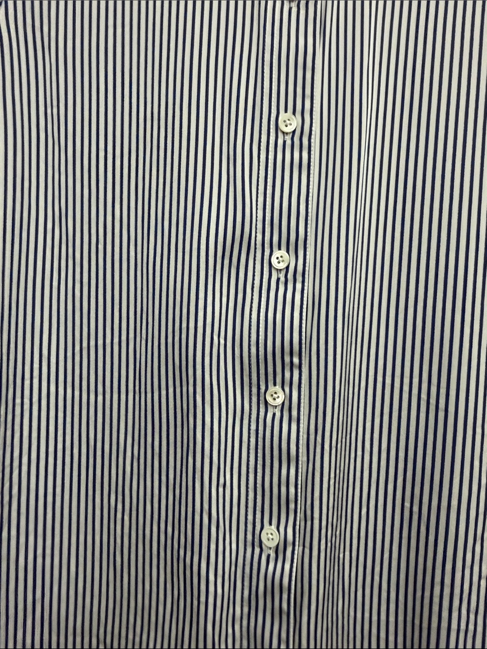 Quince women’s White and Navy Striped Dress Shirt - Picture 4 of 5